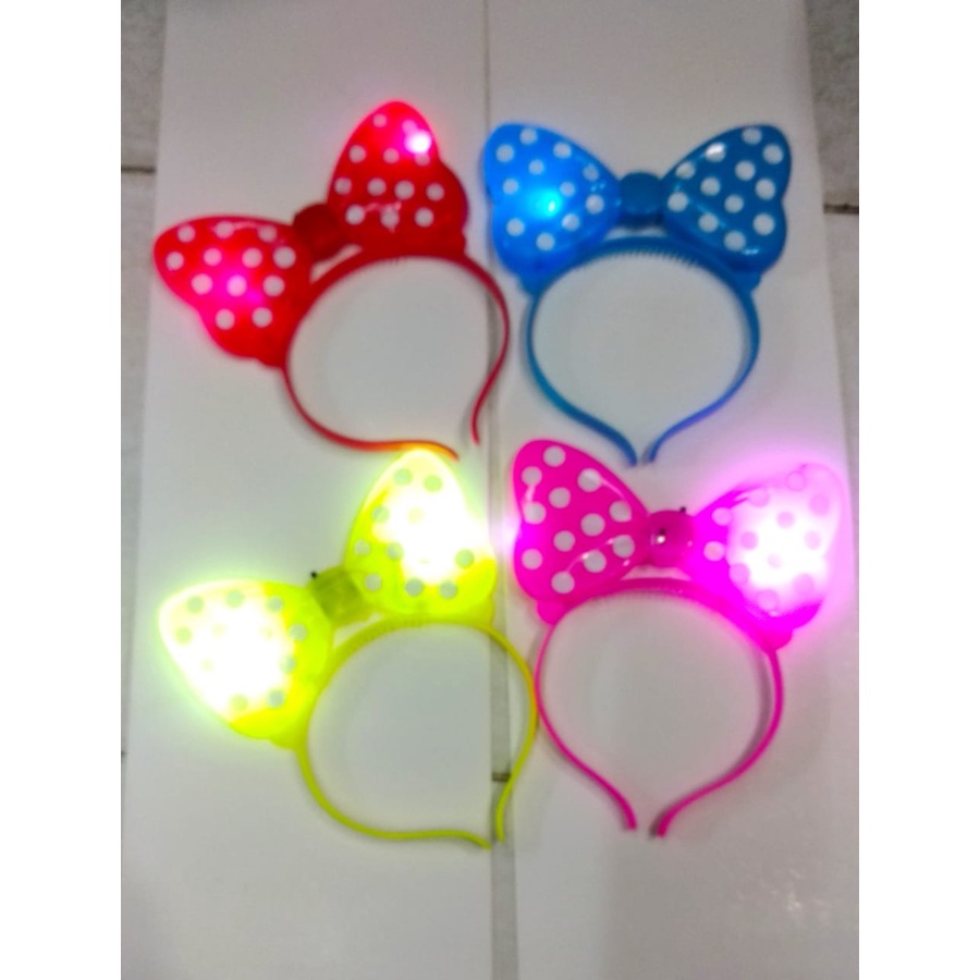 (LUSINAN) Bando Boneka Pita Minnie Mouse lampu Led nyala FREE BATERAI