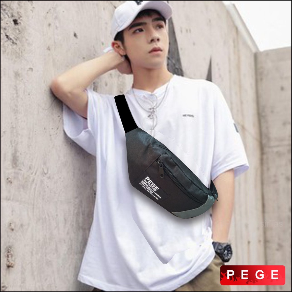 Pege 8843  - Tas Pinggang Waistbag Oval Tas Selempang Bahu Pria Kombinasi Westbag keren