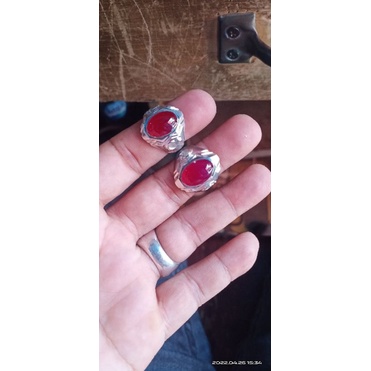 cincin perak murni model bintang bulan batu cempaka