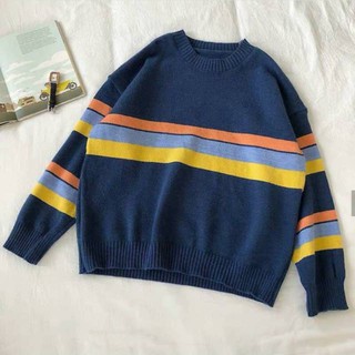 PAKAIAN WANITA RAINBOW  KNIT ATASAN WANITA BAJU  RAJUT  