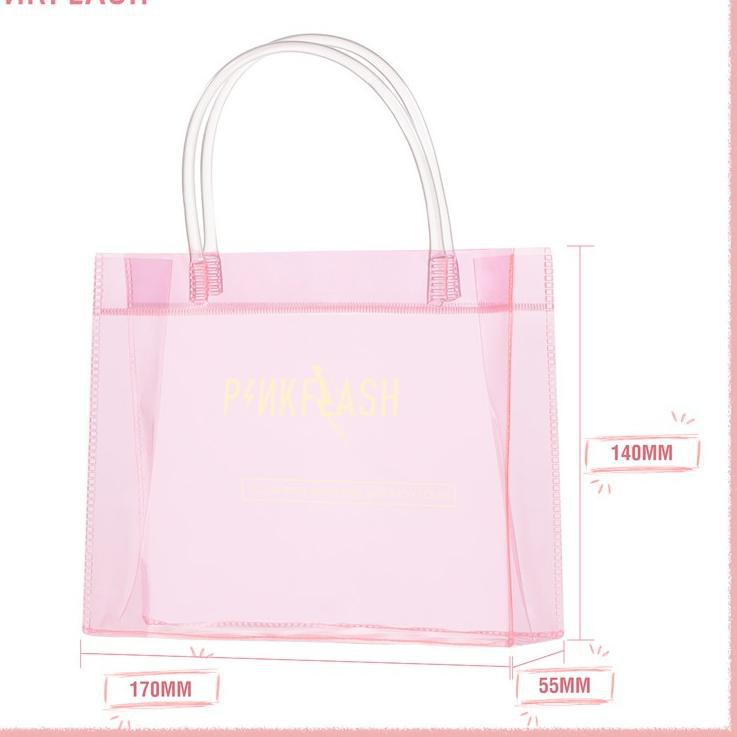 ✹ PINKFLASH PVC PINK Handbag Gift bag Waterproof PVC Travel pouch Cosmetic pouch transparent bag ☉