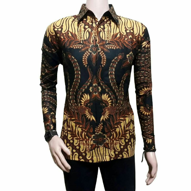 BSWART BATIK HRB026 Kenongo Hem Pendek Padi Pekalongan M L XL Batik Pria MURAH