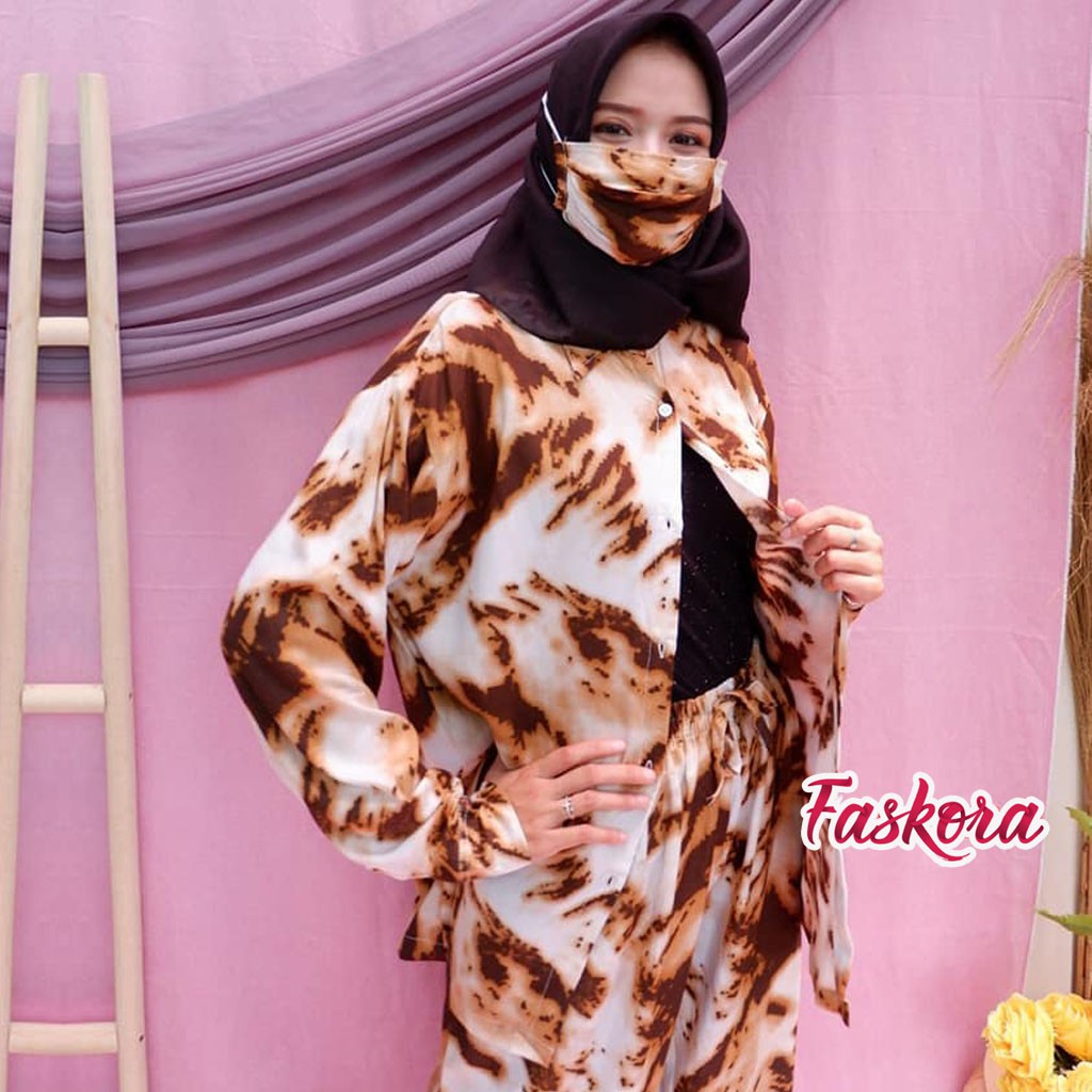 One Set Pajamas Rayon Jumbo XXL Candy - Setelan Piyama Wanita Kekinian - Pajamas Set Lengan Panjang