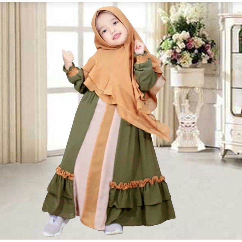 Gamis Anak Syari / Baju Perempuan Kids Muslim Tazkia Kids 4-6 thn HQ