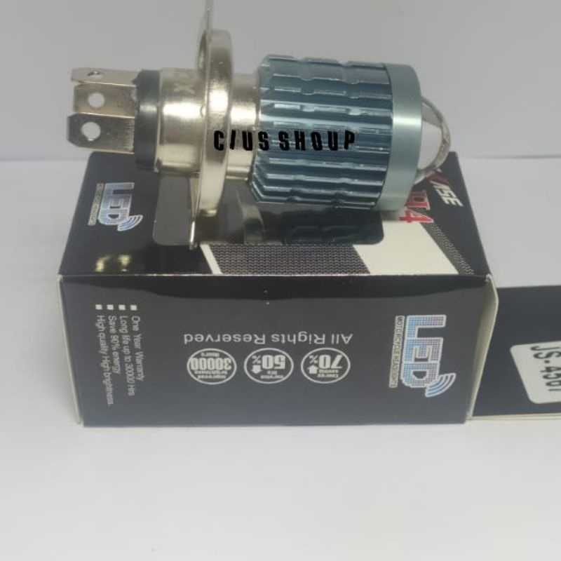 LAMPU LED UTAMA MOTOR H4/HS1 LASER HI- LOW AC DC 2 WARNA PUTIH KUNING