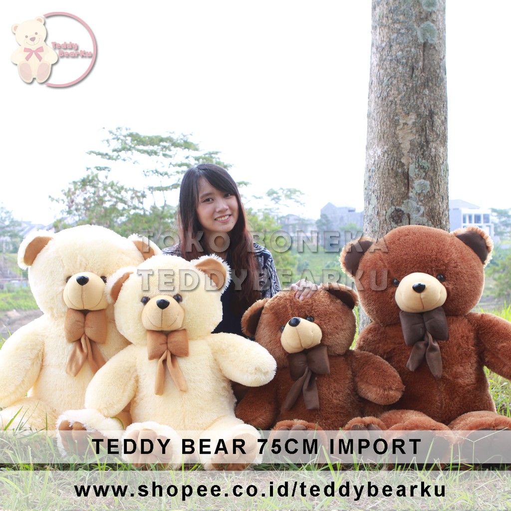 Boneka Teddy Bear XL 75CM Model Teddy Bear Import (Cream, Coklat)