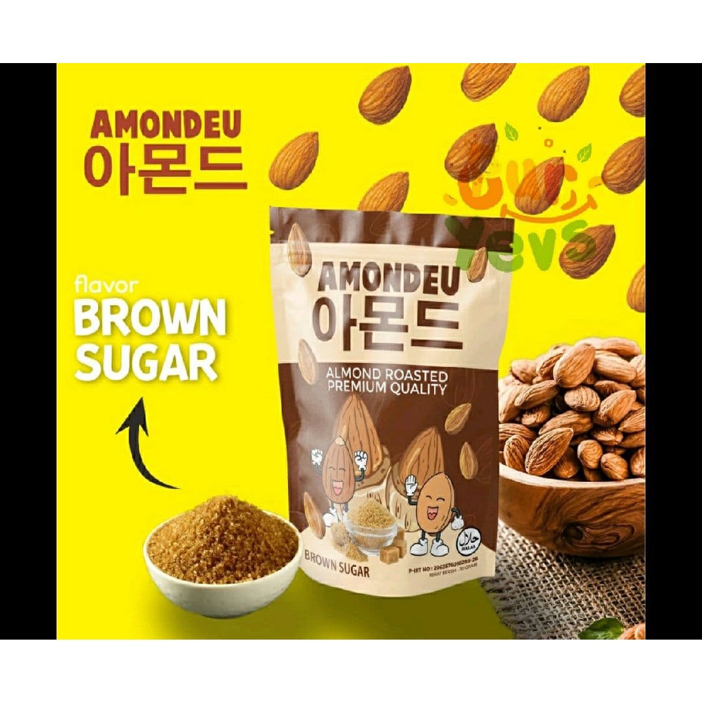 Almom AMONDEU BROWN SUGAR Almond Roasted Premium Quality - 100% Pure Almond