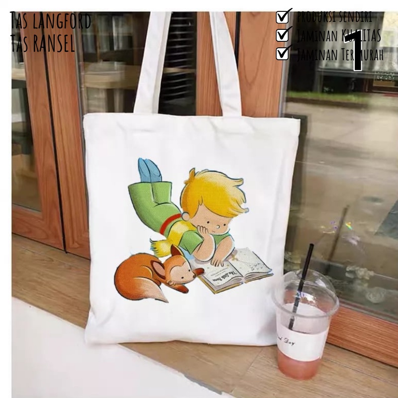 Tas Tote bag Little Prince Art Tas Tangan Cantik Imut Tas Bahu Tas Tangan Wanita Belanja Kasual Elegan Wanita Kekinian