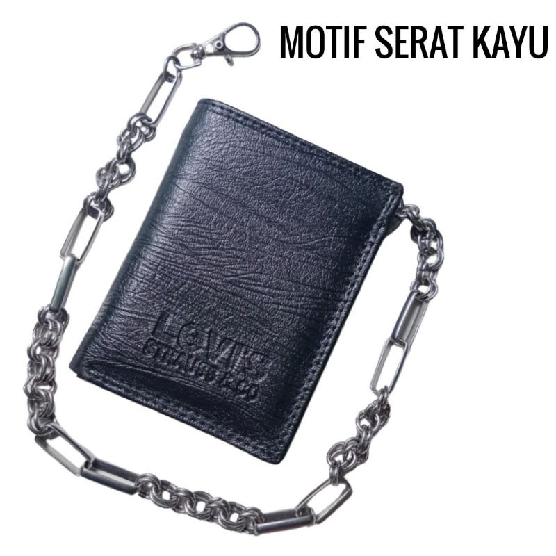 Dompet pria rantai terbaru - dompet motip serat kayu 303