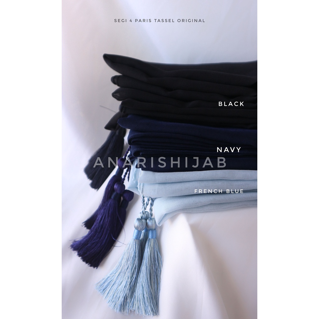 Jilbab Segi Empat Paris Premium Polos Original Tassel Anti Letoy