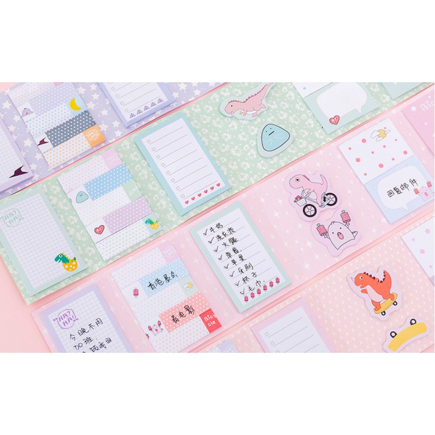 Set Notes Tempel PANJANG Sticky Notes Motif Gambar DINOSAURUS / Sticky Notes Set Karakter Dinosaurus