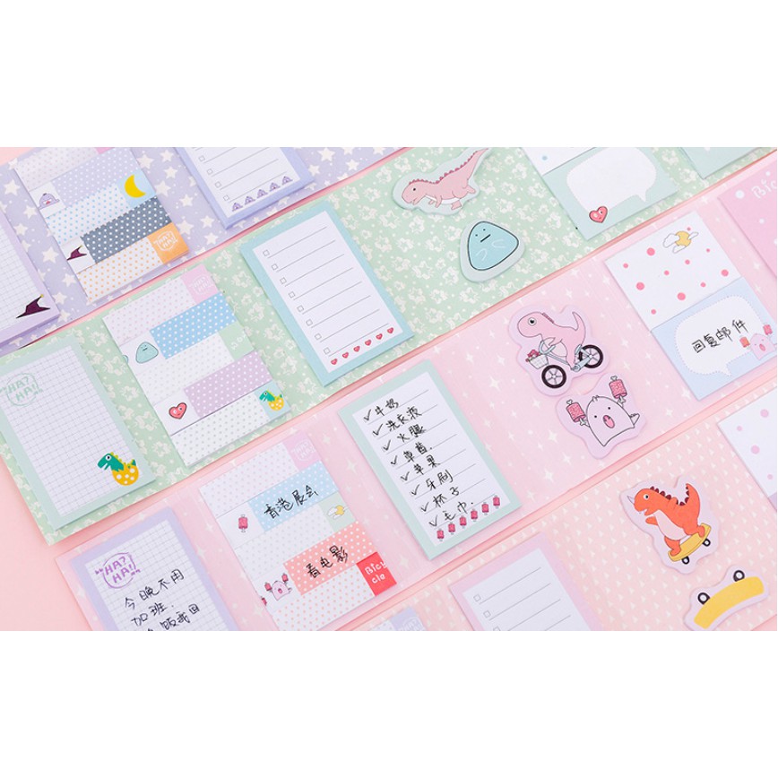 Set Notes Tempel PANJANG Sticky Notes Motif Gambar DINOSAURUS / Sticky Notes Set Karakter Dinosaurus