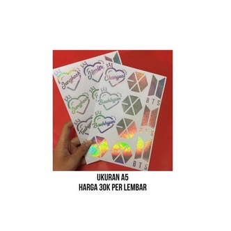 

☃ Hologram sticker A5 & A4 /sticker cutting custom set logo/gambar/ label produk / label Lipgloss ,,