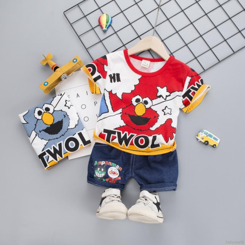 Bbworld Set 2Pcs Kaos T Shirt Lengan Pendek  Gambar  Kartun  