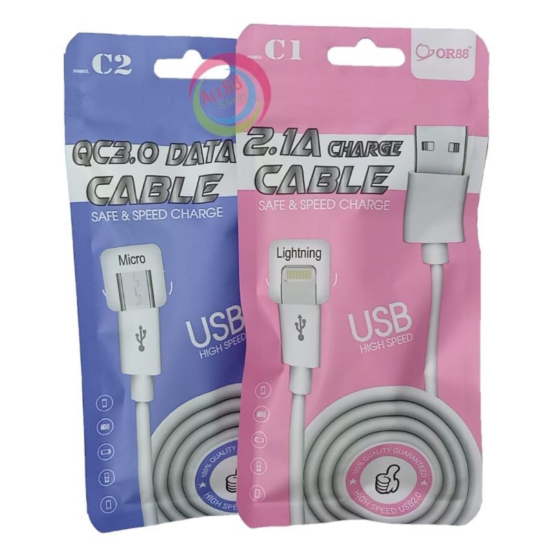 OR88 Kabel data 2.1A Charger Cable Micro USB Lighting iP / Type C