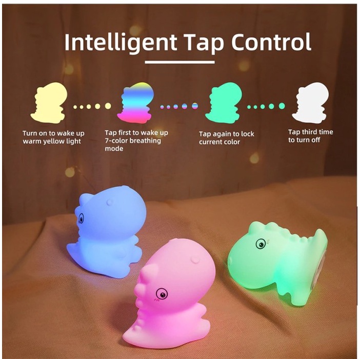 Lampu tidur Portable Dinosaurus Warna / touch led lamp Squishy Malam 2