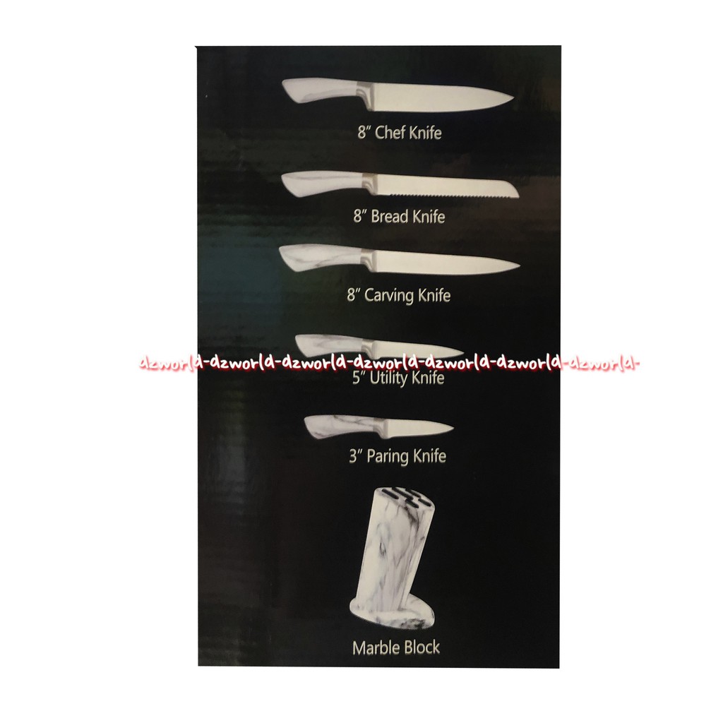 Culinart Knife Block Set Pisau Dengan Tempat Tatakan Bahan Marbel Keramik 6pcs Culin Art Pisau Dapur Bahan Merbel