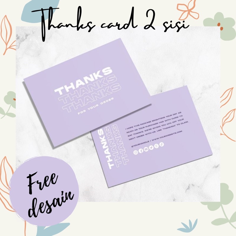 

THANKS CARD 2 SISI 100pcs / KARTU UCAPAN TERIMAKASIH / SOUVENIR PACKAGING