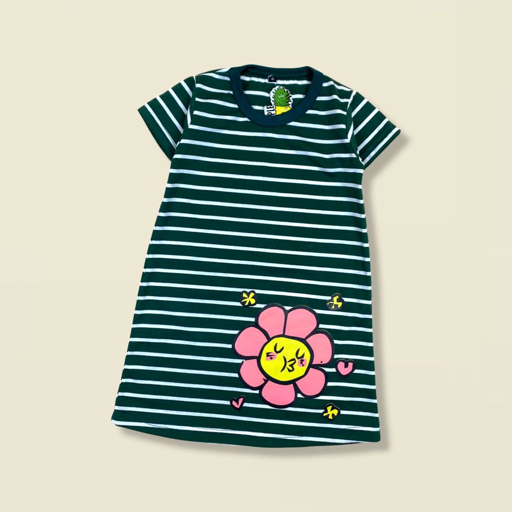 Dress Anak Midi Stripes Sablon Pineapple Original Kaos Anak Perempuan Super Premium