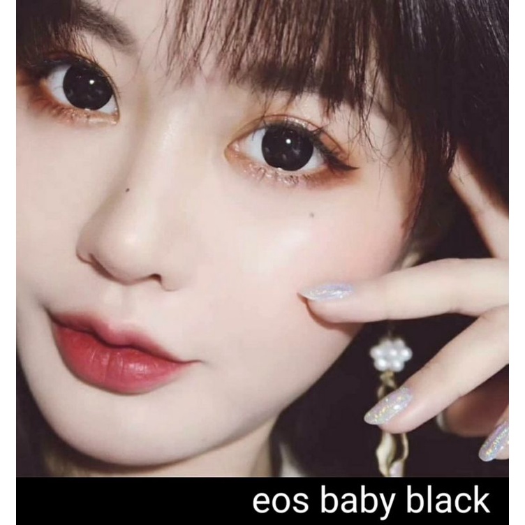 SOFTLENS EOS BABY BLACK HITAM NORMAL MINUS s.d 10.00 Softlen Minus Tinggi Dia.15mm Made In Korea