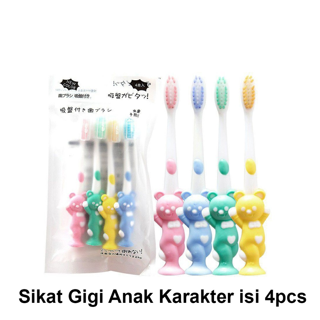 ISI 4 PCS SIKAT GIGI ANAK KARAKTER LUCU / SIKAT GIGI ANAK KARAKTER / SIKAT GIGI ANAK BULU LEMBUT / S