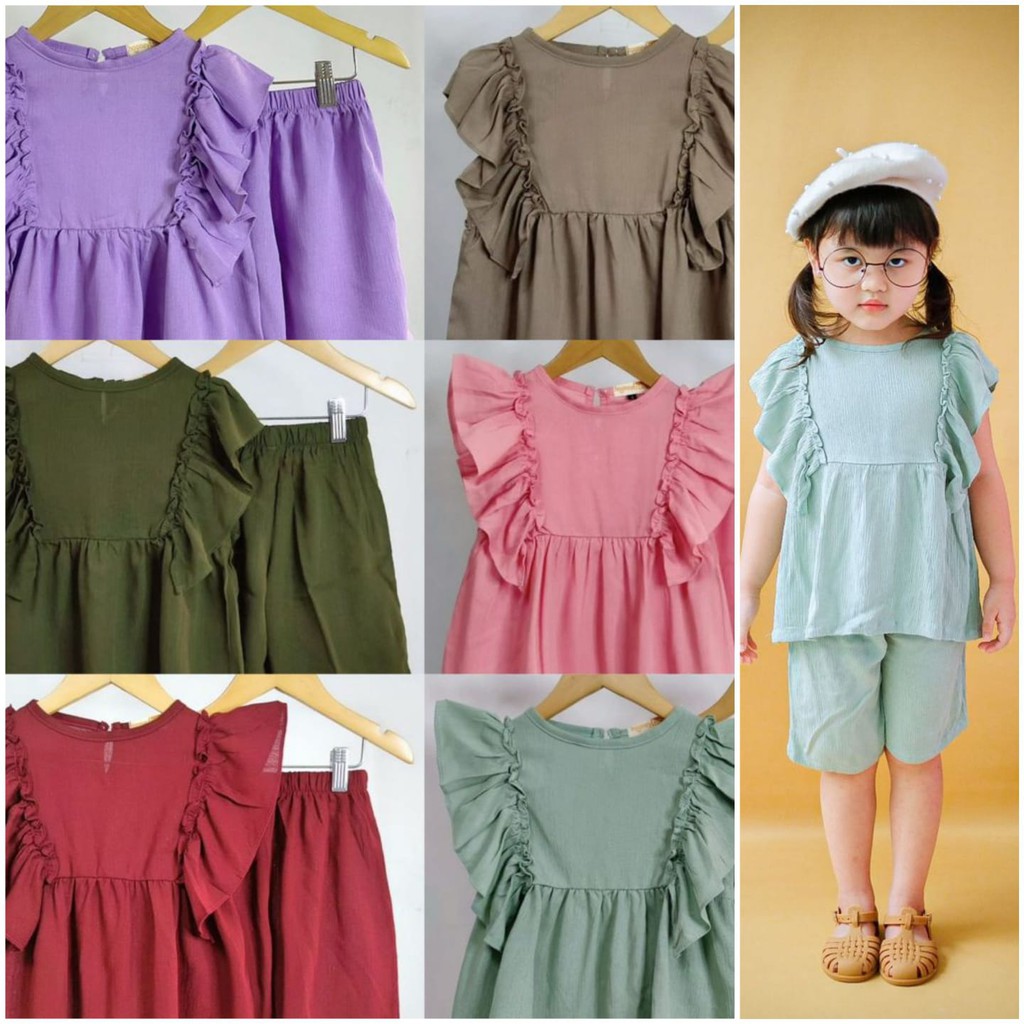 Set Monalisa Setelan Rayon Anak Cewek Size 1,2,3,4,5 T