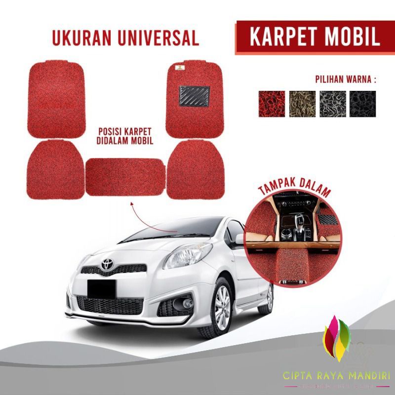 Karpet Mobil Premium Mie Bihun Potong Universal / Umum 2 Baris Ketebalan 18mm (5 Pcs）