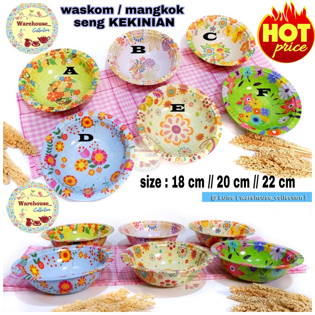 waskom/mangkok seng full print 18cm/20cm/22cm /kobokan seng/waskom enamel DEC PRINT