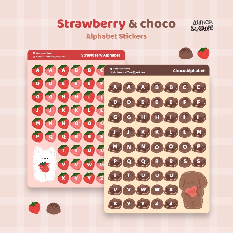 STRAWBERRY CHOCO Alphabet Sticker Set