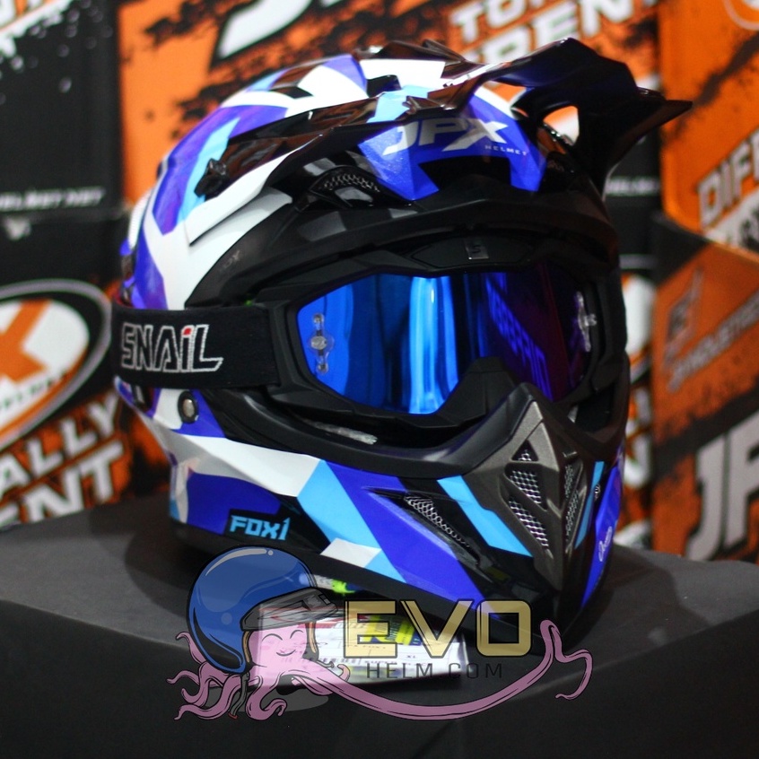 HELM JPX CROSS_FOX1 SERI X29 - SUPER BLACK + GOOGLE SNAIL (ONGKIR 2 KG) HELM JPX TERBARU