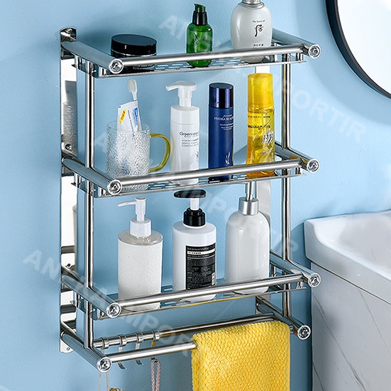 rak sabun handuk kamar mandi dinding bumbu dapur serbaguna stainless rak kamar mandi dinding rak bum