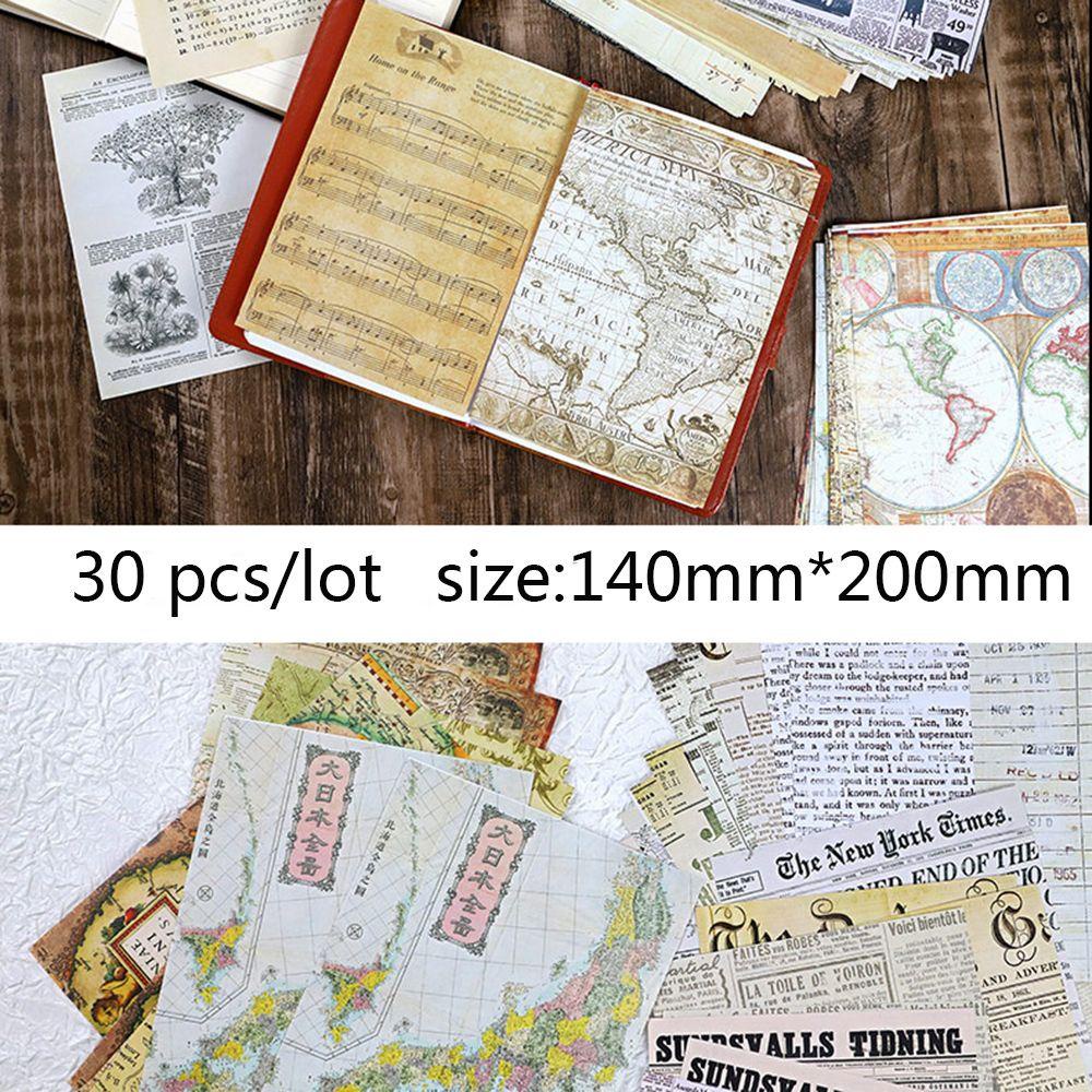 30pcs / lot Stiker Kertas Memo Pad Gaya Retro Untuk Dekorasi Album Scrapbook