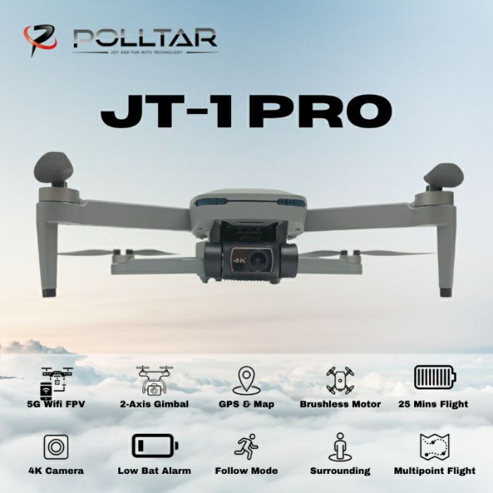 Putusitompulshops - POLLTAR JT-1 PRO Drone GPS 2-Axis Gimbal 4K Camera Ready