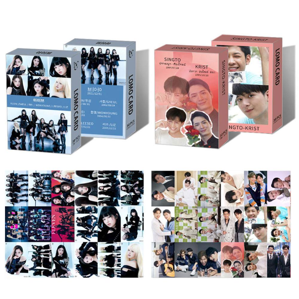 Timekey 30pcs / set Kartu Lomo Foto Polaroid Jackson Off-Gun Bright Win GOT7 IVE Singto Krist Lomo E5J2 Untuk Koleksi