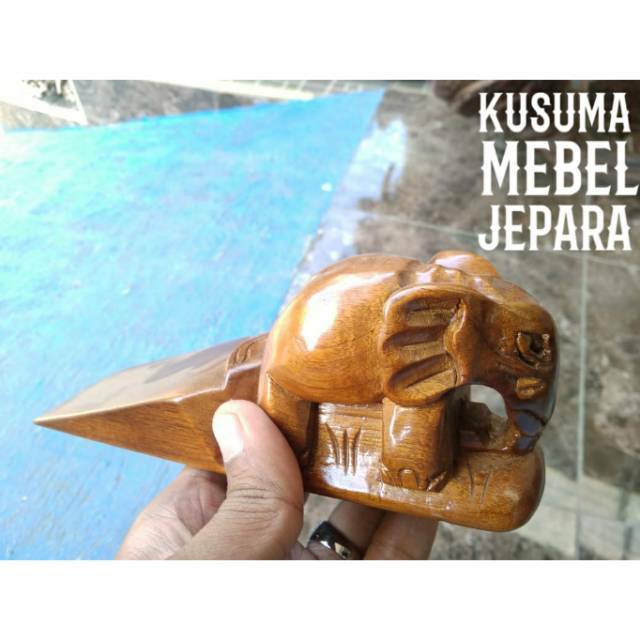 Ganjal Pintu Kayu Jati Model Aneka Hewan - Panjang 20cm