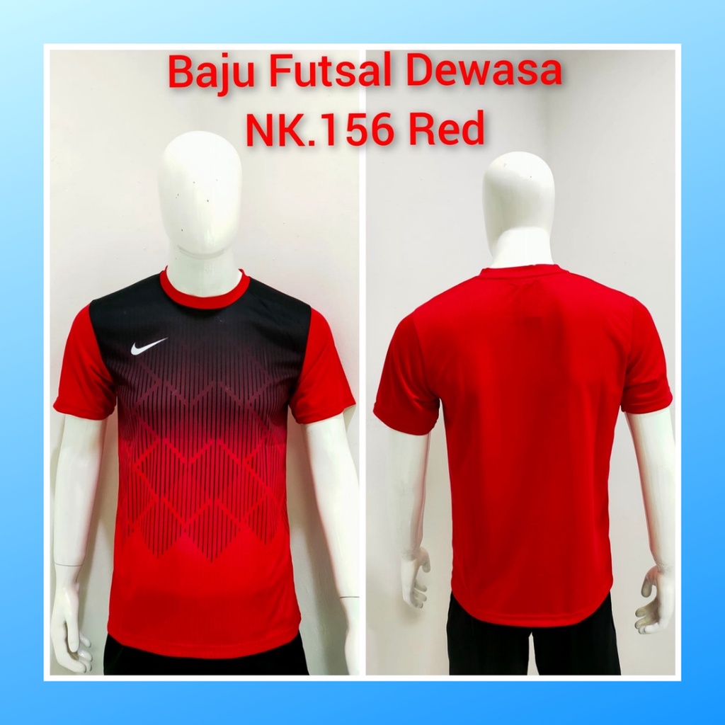 jersey futsal pria kaos sepak bola club baju atasan wanita dewasa t-shirt seragam custom jersy outfit klub olahraga kostum jarsey soccer pakaian oblong sports suit apparel NK156 merah