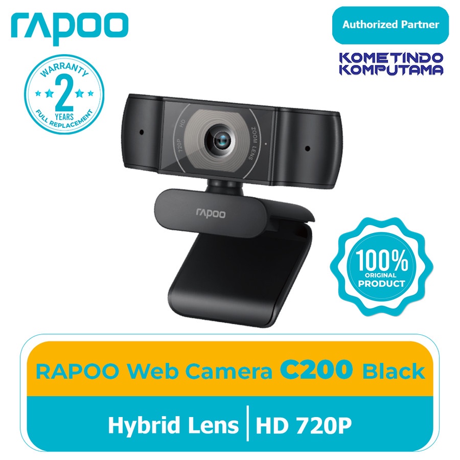 RAPOO Webcam 720P C200 Black Color Web Camera