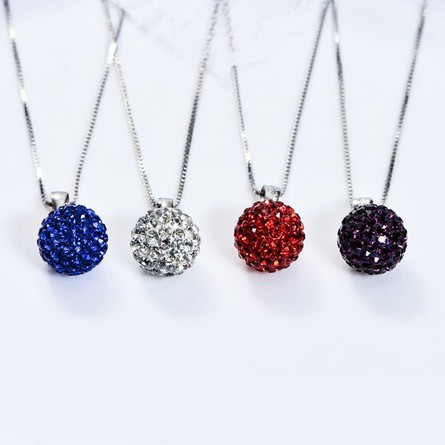 INFY - Kalung Titanium Liontin Wanita Kristal bulat Gaya Korea crystal Aksesoris Anti Karat A011