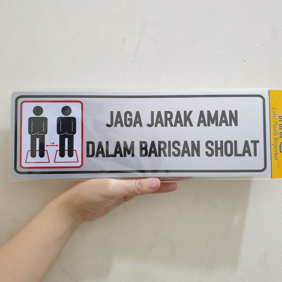

Stiker Sticker Tempel Label Tulisan Gambar sign jaga jarak aman dalam barisan sholat