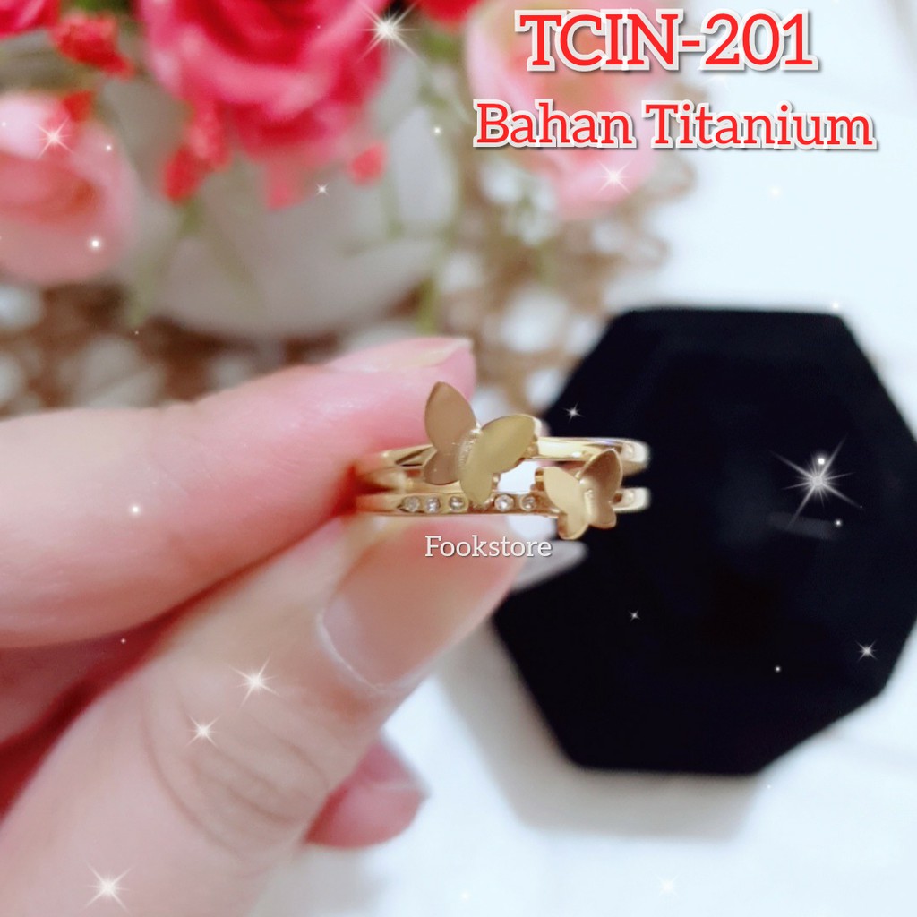 COD/ TERMURAH CINCIN TITANIUM / TIDAK BERKARAT MODEL FASHION KOREA WARNA GOLD