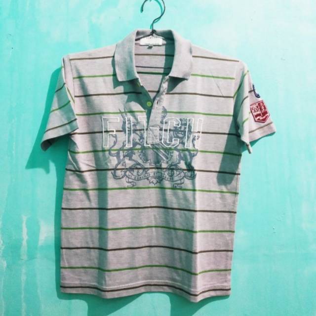 Kaos Berkerah Lengan Pendek Pria Number 61 Abu-abu size S