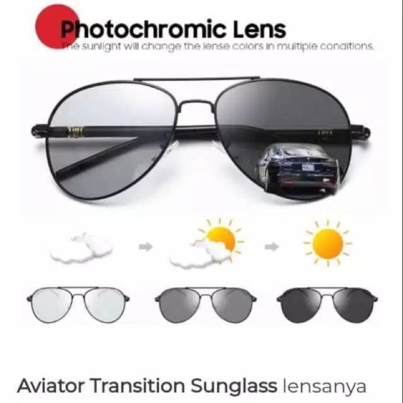 Original Kacamata Photocromic Polarized Aviator