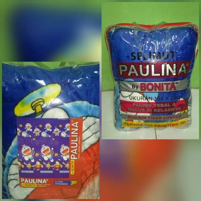 Selimut Paulina Bonita - slimut tidur - selimut motif Doraemon Selimu