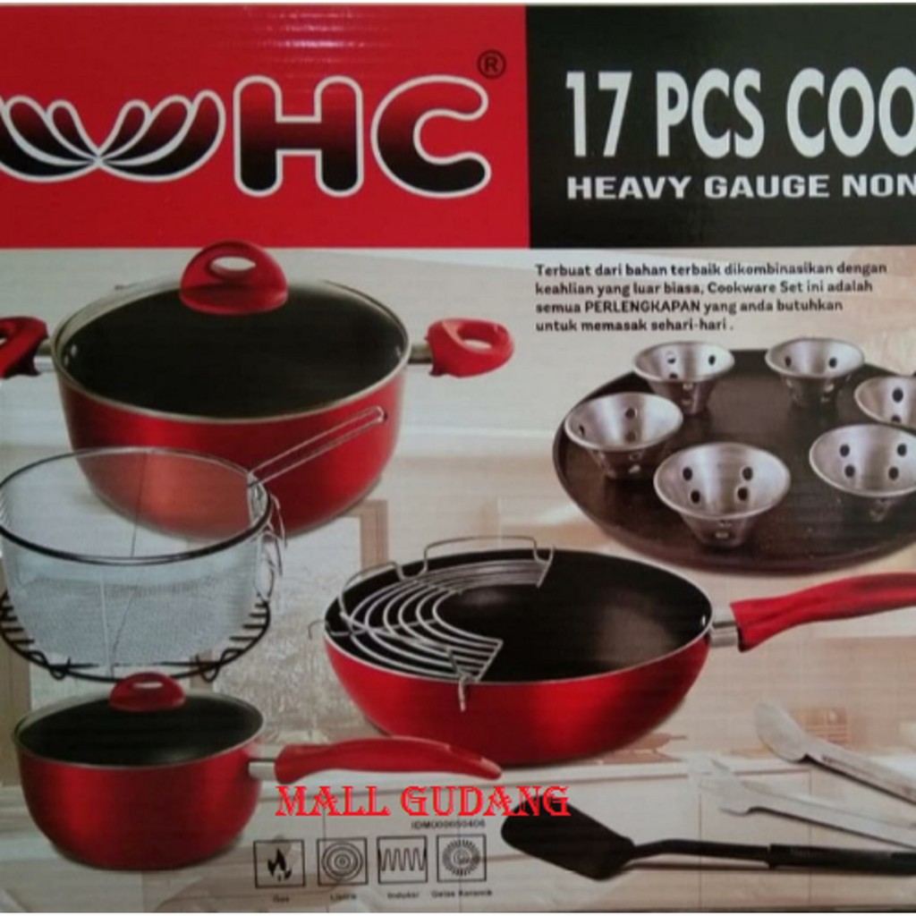 Panci Teflon set HC 17 Pcs / Cookware set kualitas SUPRA