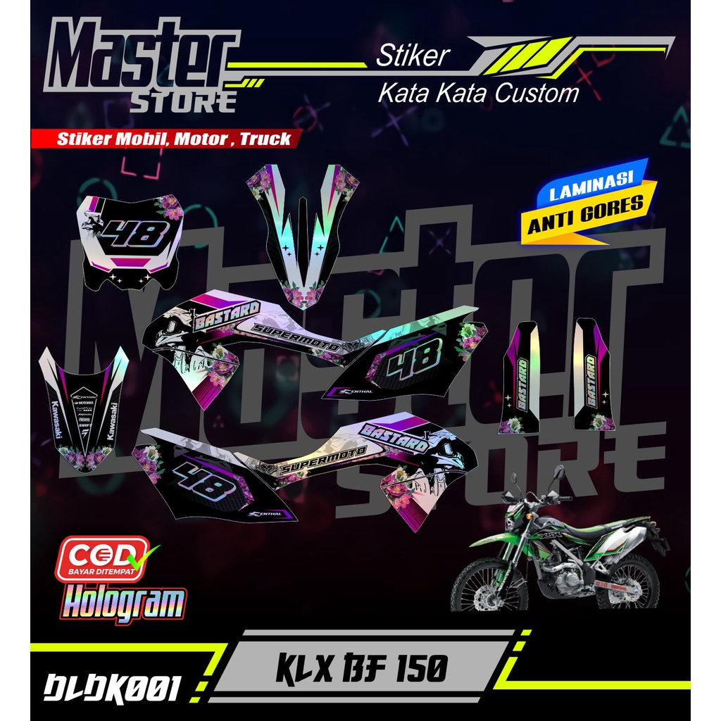 Sticker DECAL HOLOGRAM PELANGI KLX BF - Stiker Lis Variasi KLX 150 G/BF/SE DLDK-001