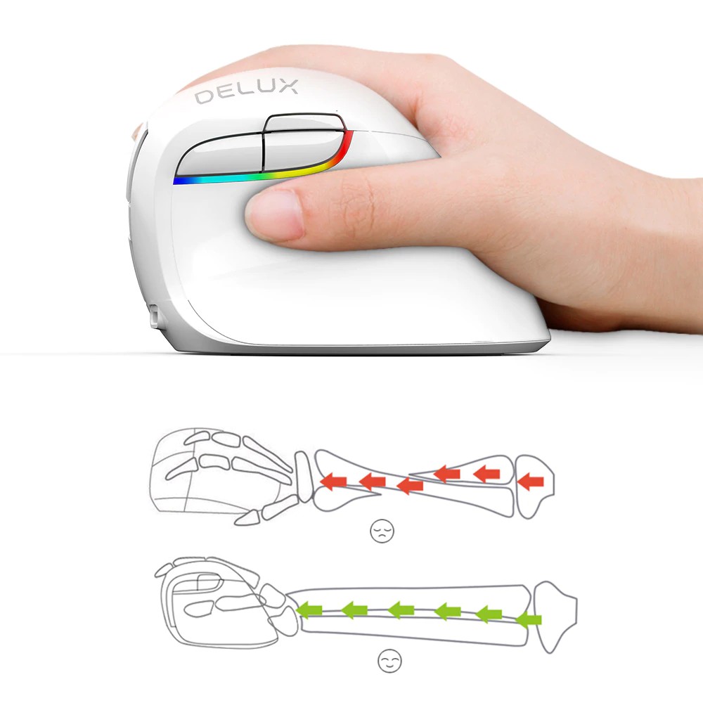 Mouse Delux M618 Mini Bluetooth Wireless Dual Mode Vertical Mouse