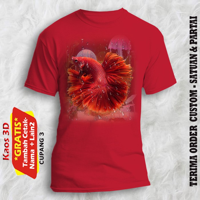 KAOS IKAN CUPANG 3 UKURAN ANAK SAMPAI DEWASA KUALITAS CETAK REAL PICK 3 DIMENSI HIGH QUALITY