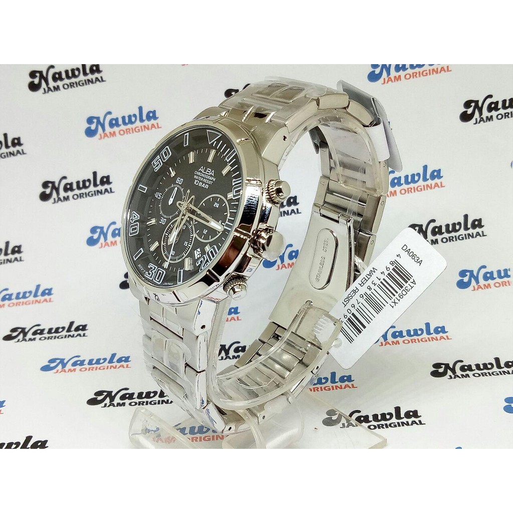 Alba Quartz AT3D91X1 Chronograph Black Dial - Jam Tangan Pria AT3D91