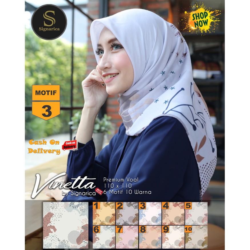 Jilbab motif Segiempat Vinetta Premium Voal Motif 3 By Signarica (bisa pilih warna dan motif)