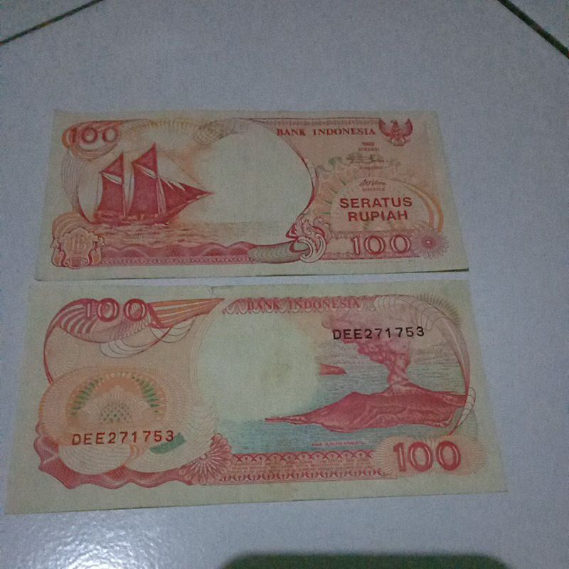 uang lama 100 rupiah gambar perahu pinisi